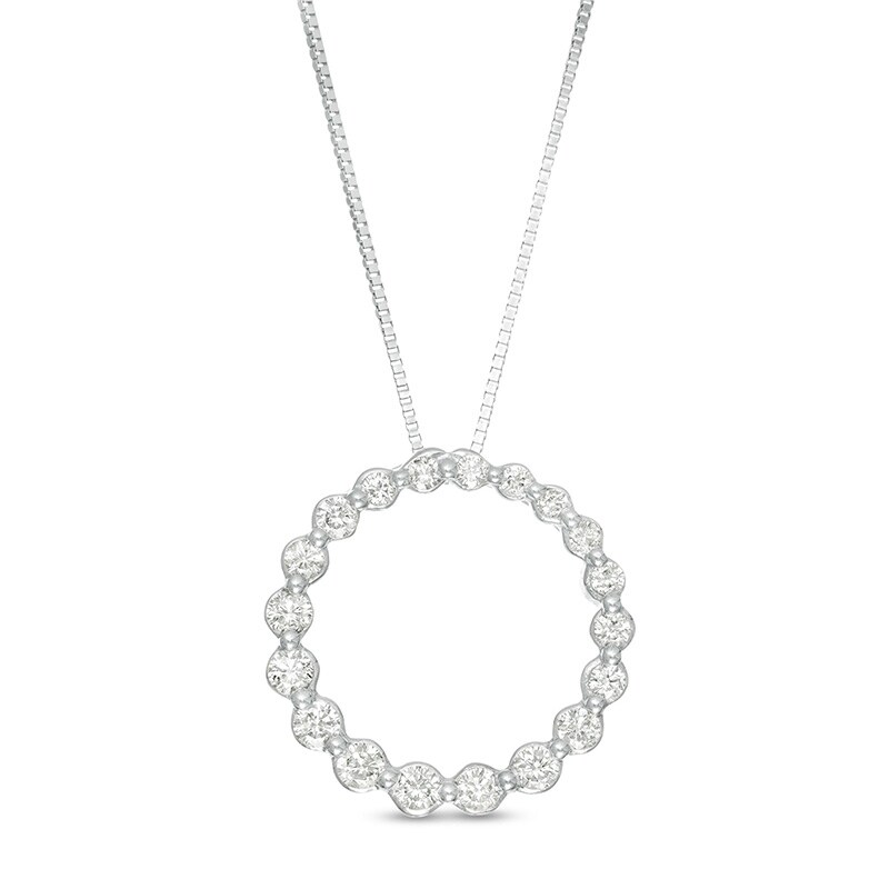 Main Image 1 of Previously Owned - Marilyn Monroe™ Collection 3/8 CT. T.W. Journey Diamond Circle Pendant in 10K White Gold