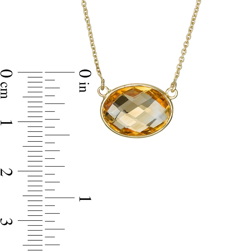 Main Image 2 of Previously Owned - Sideways Faceted Oval Citrine Necklace in 10K Gold