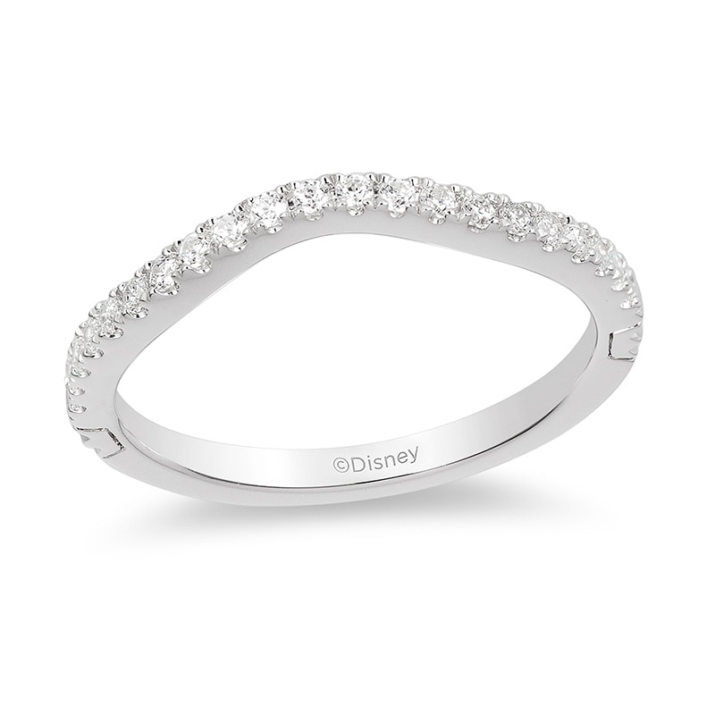 Previously Owned - Enchanted Disney Princess 1/5 CT. T.W. Diamond Contour Wedding Band in 14K White Gold