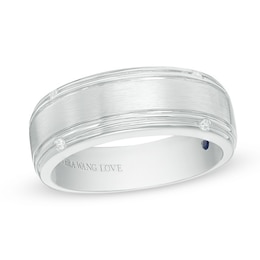 Previously Owned - Vera Wang Men's 1/20 CT. T.W. Diamond Four Stone Wedding Band in 14K White Gold
