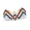 Previously Owned - Wonder Woman™ Collection Garnet and Blue Sapphire Symbol Ring in Sterling Silver and 10K Gold