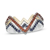 Thumbnail Image 0 of Previously Owned - Wonder Woman™ Collection Garnet and Blue Sapphire Symbol Ring in Sterling Silver and 10K Gold