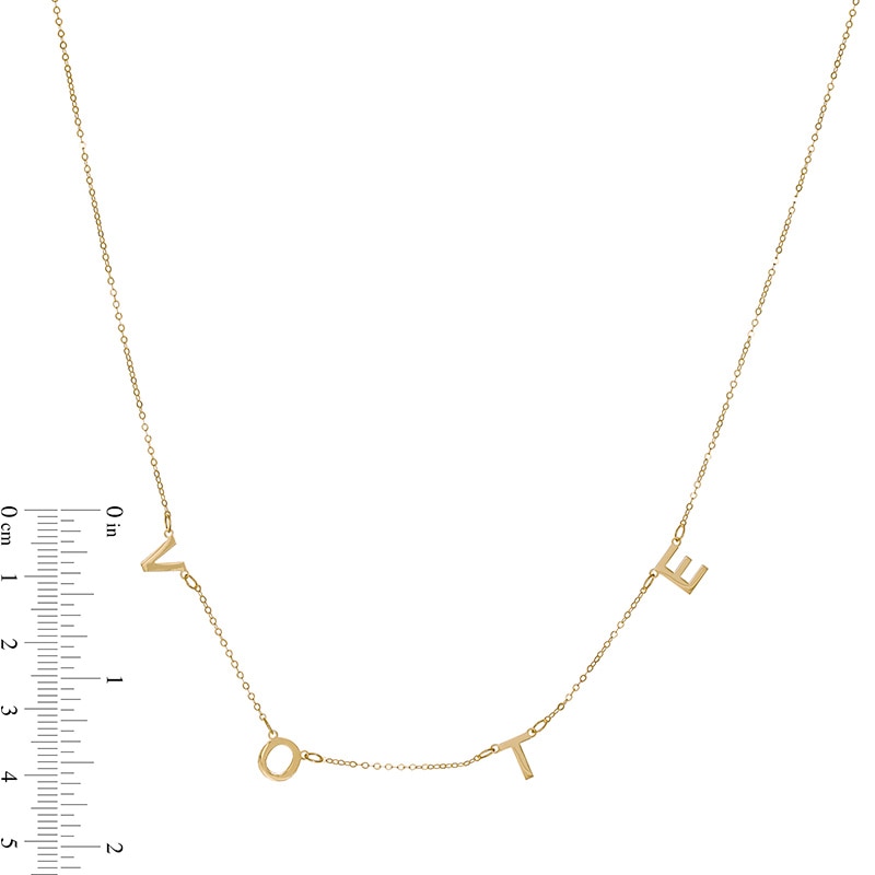 Main Image 2 of Previously Owned - "VOTE" Hand Assembled Letter Station Necklace in 14K Gold
