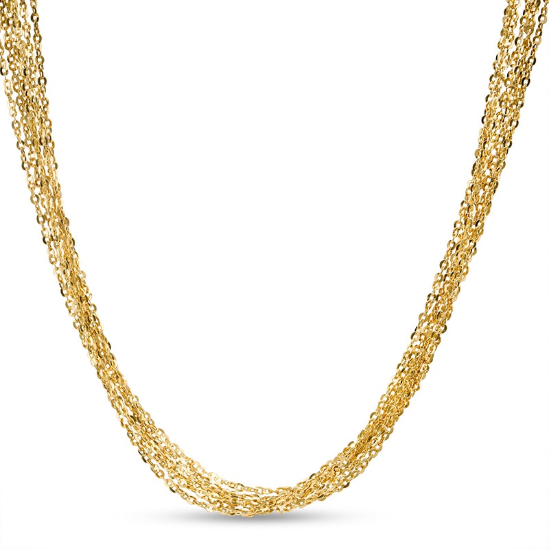 Main Image 1 of Previously Owned - Made in Italy 030 Gauge Multi-Strand Cable Chain Necklace in Sterling Silver with 18K Gold Plate