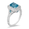 Thumbnail Image 2 of Previously Owned - Enchanted Disney Cinderella London Blue Topaz and 3/4 CT. T.W. Diamond Ring in 14K White Gold