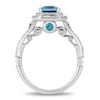 Thumbnail Image 3 of Previously Owned - Enchanted Disney Cinderella London Blue Topaz and 3/4 CT. T.W. Diamond Ring in 14K White Gold