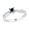 Thumbnail Image 1 of Previously Owned - 1/4 CT. T.W. Enhanced Black and White Diamond Split Shank Promise Ring in 10K White Gold