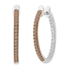 Thumbnail Image 1 of Previously Owned - 1/3 CT. T.W. Champagne and White Diamond Inside-Out Hoop Earrings in 10K White Gold