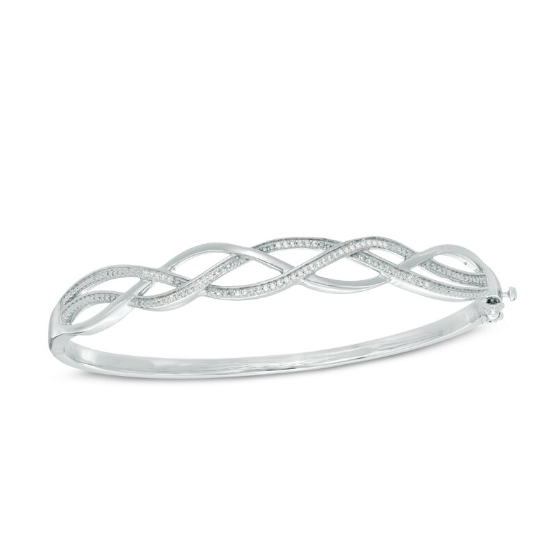 Main Image 1 of Previously Owned - 1/3 CT. T.W. Diamond Loose Braid Bangle in Sterling Silver