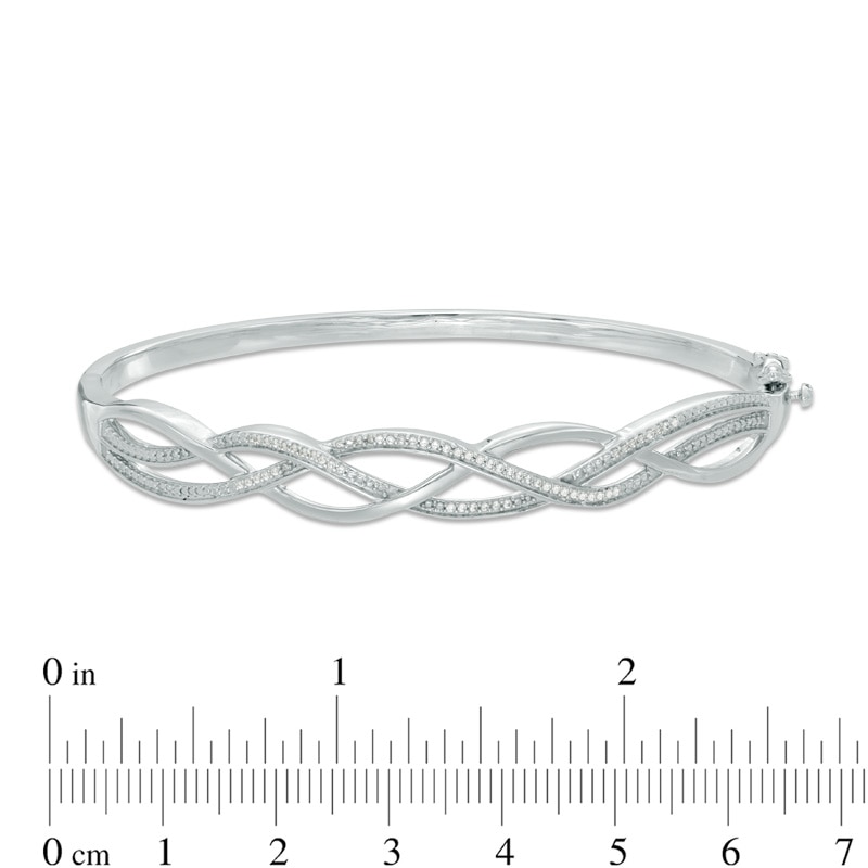 Main Image 2 of Previously Owned - 1/3 CT. T.W. Diamond Loose Braid Bangle in Sterling Silver