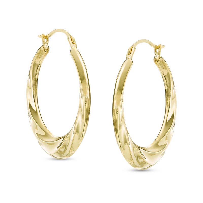 Main Image 1 of Previously Owned - Swirl Hoop Earrings in 14K Gold