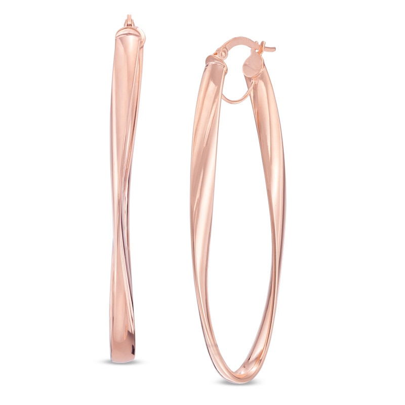Previously Owned - Curved Oval Hoop Earrings in 14K Rose Gold