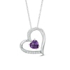 Thumbnail Image 0 of Previously Owned - 6.0mm Heart-Shaped Amethyst and Lab-Created White Sapphire Heart Pendant in Sterling Silver