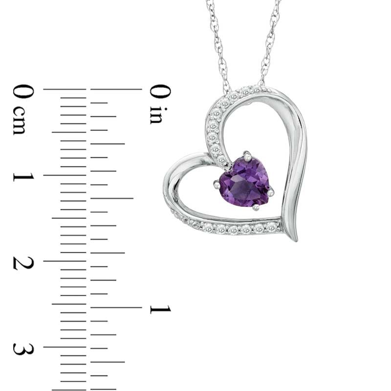 Previously Owned - 6.0mm Heart-Shaped Amethyst and Lab-Created White Sapphire Heart Pendant in Sterling Silver