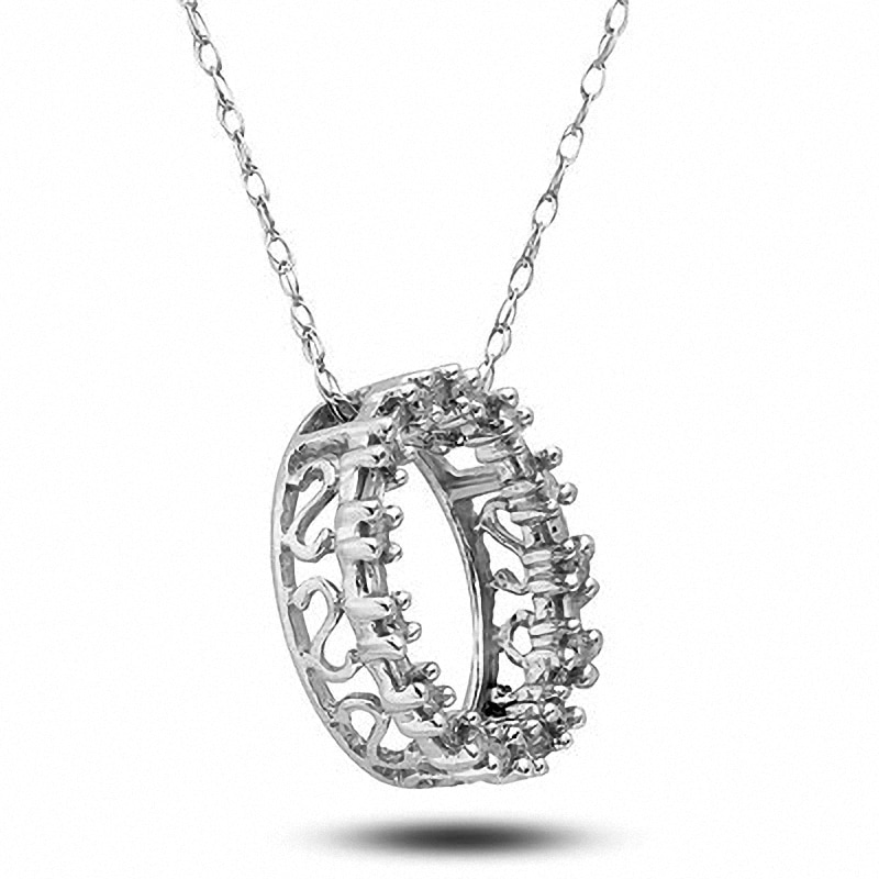 Previously Owned - 1/5 CT. T.W. Diamond Circle Pendant in 10K White Gold