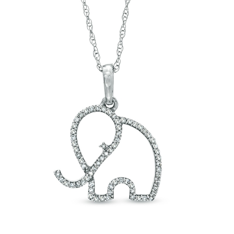 Previously Owned - 1/7 CT. T.W. Diamond Outline Elephant Pendant in 10K White Gold