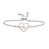 Thumbnail Image 1 of Previously Owned - 1/10 CT. T.W. Diamond Heartbeat Bolo Bracelet in Sterling Silver and 10K Rose Gold - 9.5"