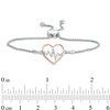 Thumbnail Image 2 of Previously Owned - 1/10 CT. T.W. Diamond Heartbeat Bolo Bracelet in Sterling Silver and 10K Rose Gold - 9.5"