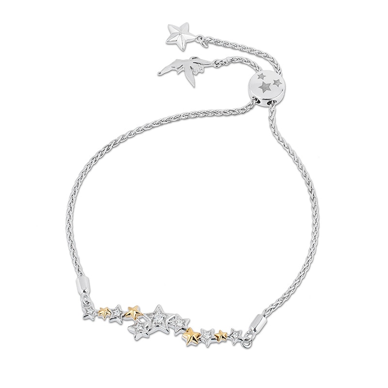 Main Image 1 of Previously Owned - Enchanted Disney Tinker Bell 1/10 CT. T.W. Diamond Star Bolo Bracelet in Sterling Silver - 9.5"