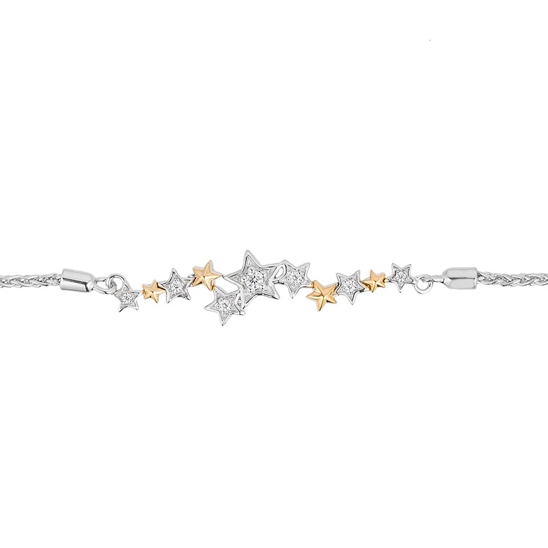 Main Image 2 of Previously Owned - Enchanted Disney Tinker Bell 1/10 CT. T.W. Diamond Star Bolo Bracelet in Sterling Silver - 9.5"