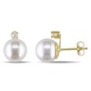 Thumbnail Image 1 of Previously Owned-8.5-9.0mm Freshwater Cultured Pearl and 1/10 CT. T.W. Diamond Stud Earrings in 14K Gold