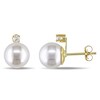 Thumbnail Image 0 of Previously Owned - 8.5 - 9.0mm Cultured Freshwater Pearl and 1/10 CT. T.W. Diamond Stud Earrings in 14K Gold