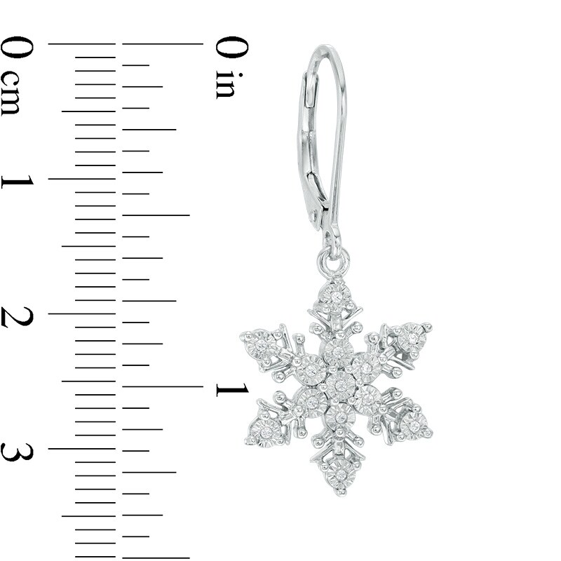 Main Image 2 of Previously Owned - 1/10 CT. T.W. Diamond Snowflake Drop Earrings in 10K White Gold