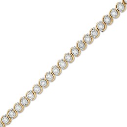 Previously Owned - 1/2 CT. T.W. Diamond &quot;S&quot; Tennis Bracelet in 10K Two-Tone Gold