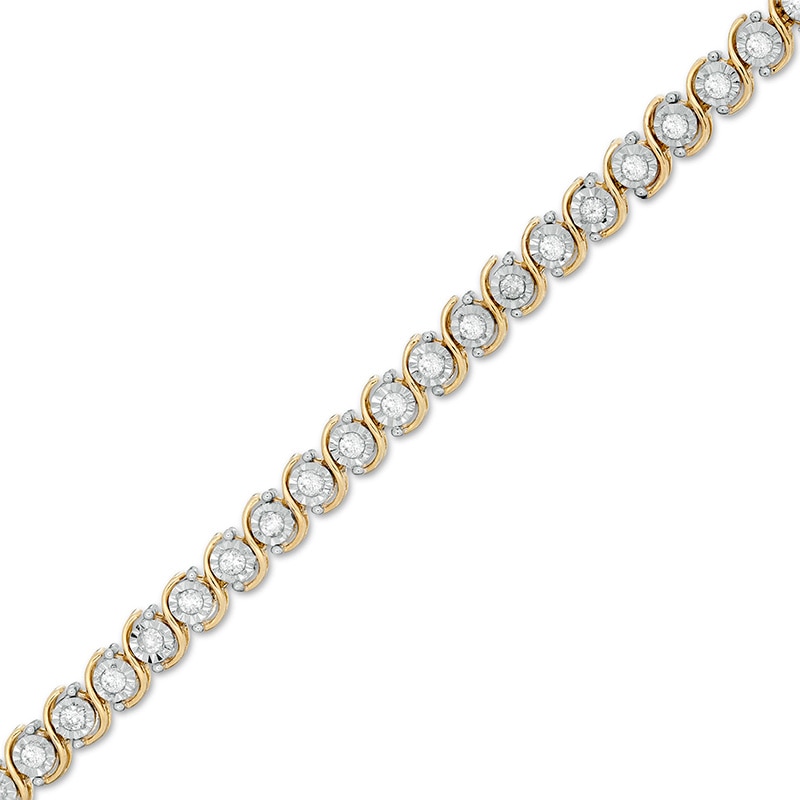 Main Image 1 of Previously Owned - 1/2 CT. T.W. Diamond "S" Tennis Bracelet in 10K Two-Tone Gold