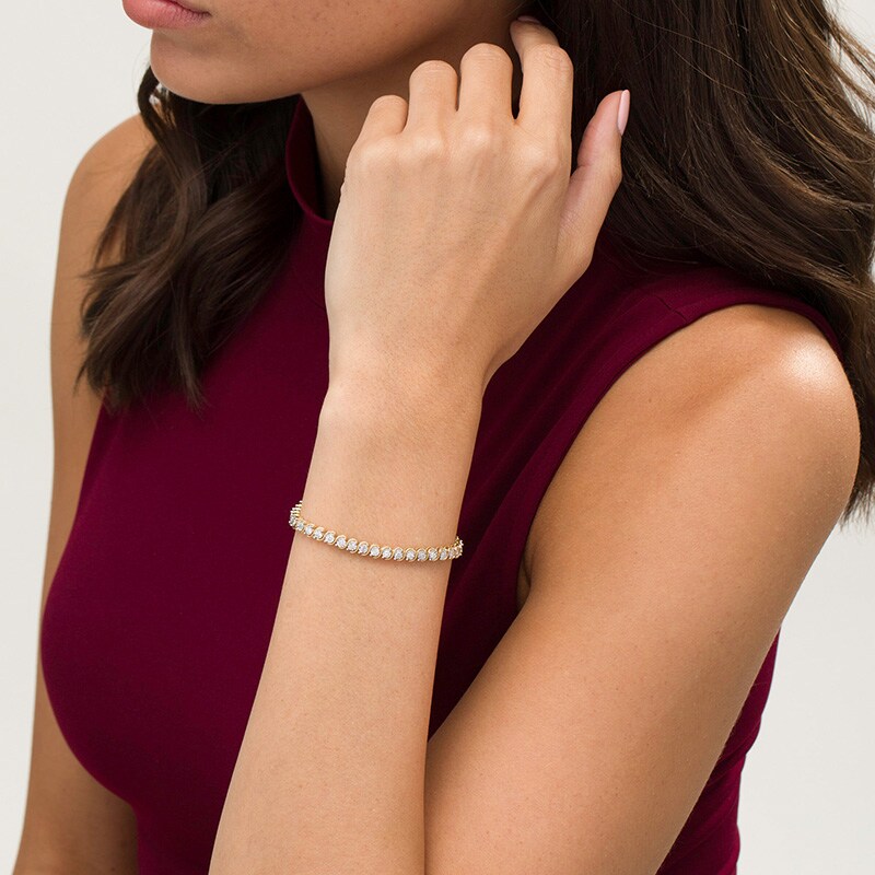 Main Image 2 of Previously Owned - 1/2 CT. T.W. Diamond "S" Tennis Bracelet in 10K Two-Tone Gold