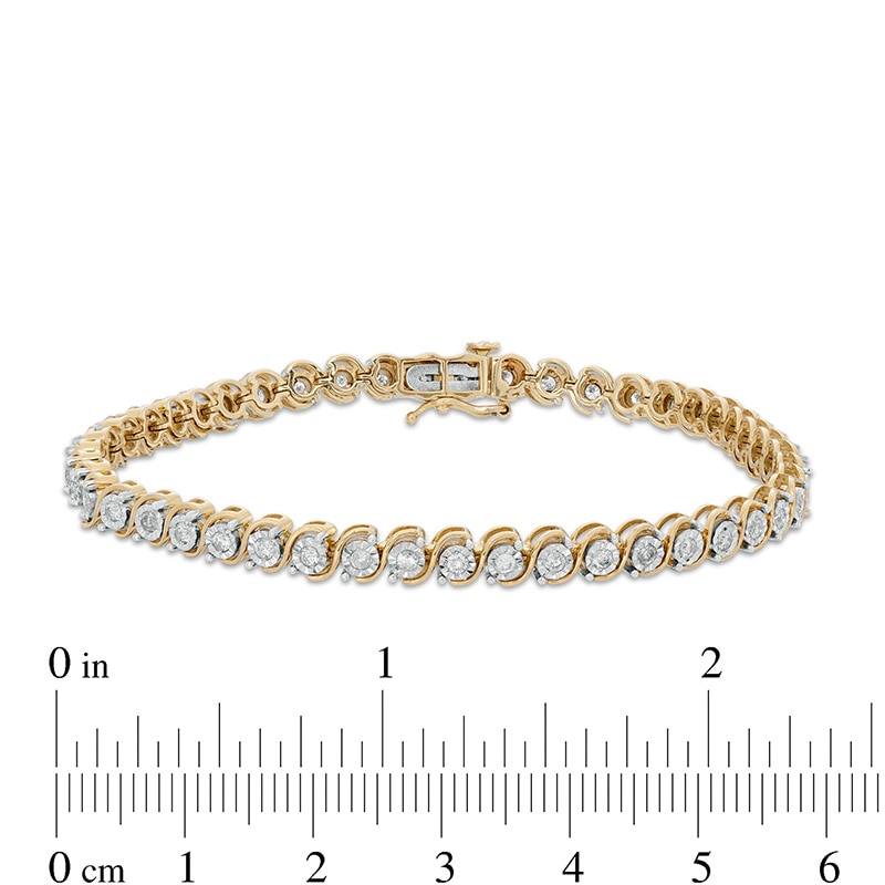 Main Image 3 of Previously Owned - 1/2 CT. T.W. Diamond "S" Tennis Bracelet in 10K Two-Tone Gold
