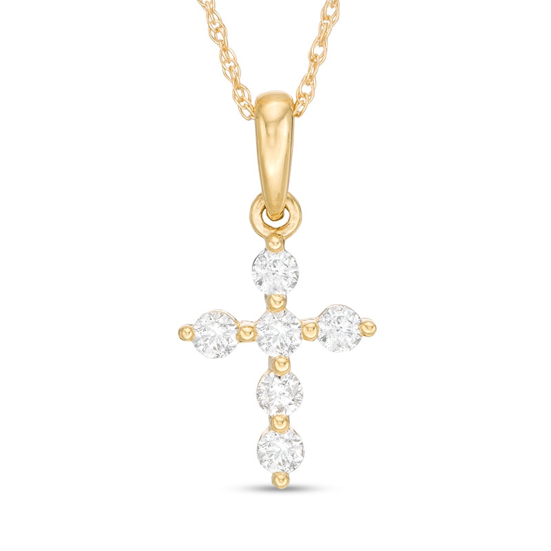 Main Image 1 of Previously Owned - 1/5 CT. T.W. Diamond Cross Pendant in 10K Gold