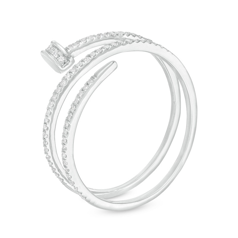 Previously Owned - 1/6 CT. T.W. Diamond Wraparound Nail Ring in 10K White Gold