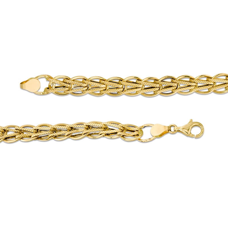 Main Image 3 of Previously Owned - Made in Italy 8.5mm Diamond-Cut &quot;V&quot; and Oval Link Chain Bracelet in 14K Gold - 7.5&quot;