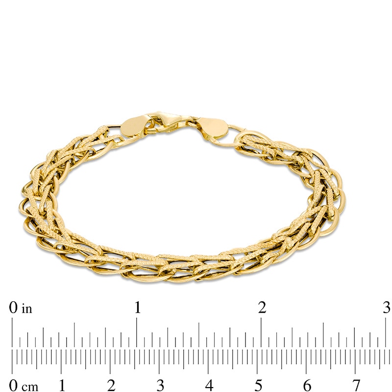 Main Image 4 of Previously Owned - Made in Italy 8.5mm Diamond-Cut &quot;V&quot; and Oval Link Chain Bracelet in 14K Gold - 7.5&quot;