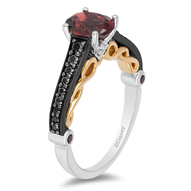 Previously Owned - Enchanted Disney Villains Evil Queen Garnet and 1/4 CT. T.W. Diamond Ring in Sterling Silver