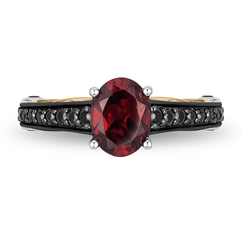 Previously Owned - Enchanted Disney Villains Evil Queen Garnet and 1/4 CT. T.W. Diamond Ring in Sterling Silver