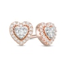 Thumbnail Image 1 of Previously Owned - 1/8 CT. T.W. Diamond Heart Frame Stud Earrings in 10K Rose Gold
