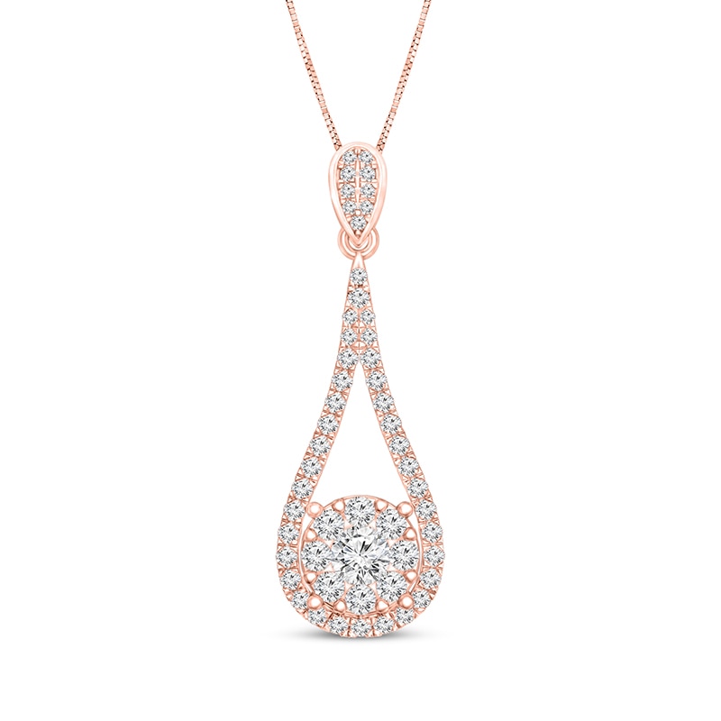Main Image 1 of Previously Owned - 1/2 CT. T.W. Diamond Teardrop Pendant in 10K Rose Gold