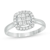 Thumbnail Image 0 of Previously Owned - 1/2 CT. T.W. Princess-Cut Diamond Cushion Frame Ring in 10K White Gold
