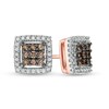 Thumbnail Image 1 of Previously Owned - 1/3 CT. T.W. Champagne and White Composite Diamond Square Frame Stud Earrings in 10K Rose Gold