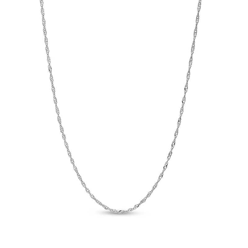 Main Image 1 of Previously Owned - Made in Italy 016 Gauge Adjustable Singapore Chain Necklace in 14K White Gold - 22"