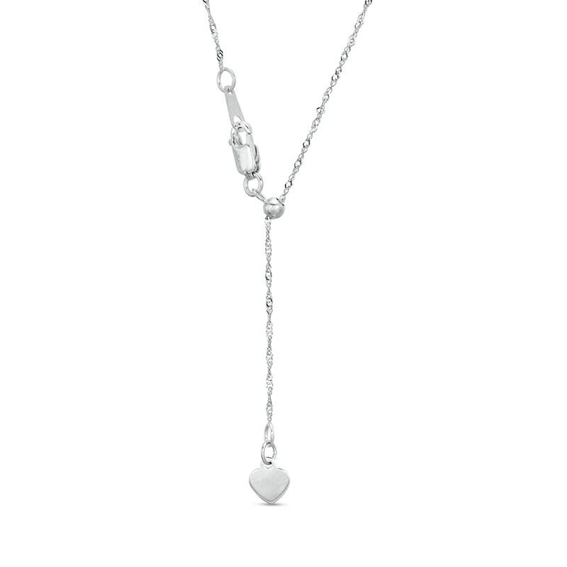 Main Image 3 of Previously Owned - Made in Italy 016 Gauge Adjustable Singapore Chain Necklace in 14K White Gold - 22"