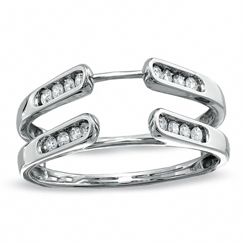 Main Image 1 of Previously Owned - 1/4 CT. T.W. Diamond Channel Cathedral Solitaire Enhancer in 14K White Gold