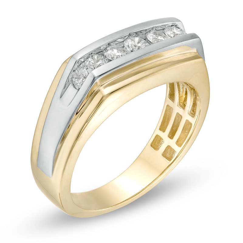 Main Image 2 of Previously Owned - 5/8 CT. T.W. Diamond Seven Stone Wedding Band in 10K Two-Tone Gold