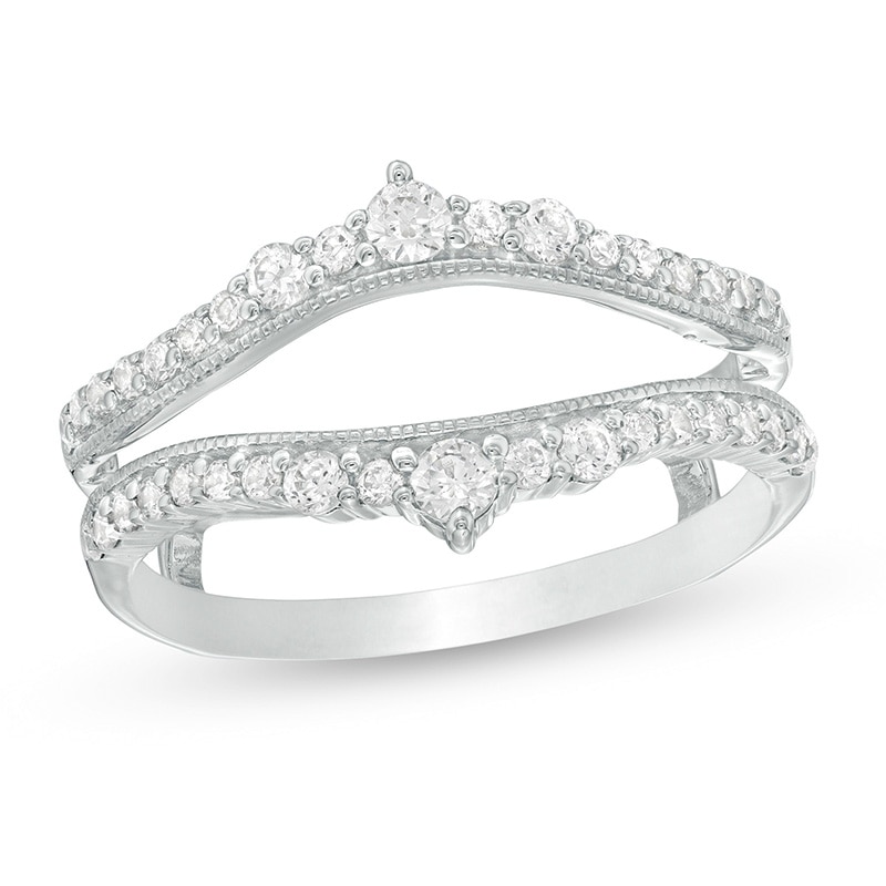 Previously Owned - 1/2 CT. T.W. Diamond Crown Vintage-Style Solitaire Enhancer in 10K White Gold