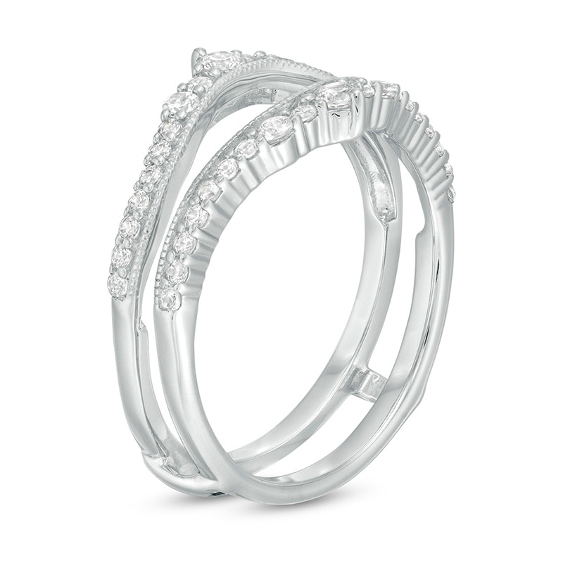 Previously Owned - 1/2 CT. T.W. Diamond Crown Vintage-Style Solitaire Enhancer in 10K White Gold