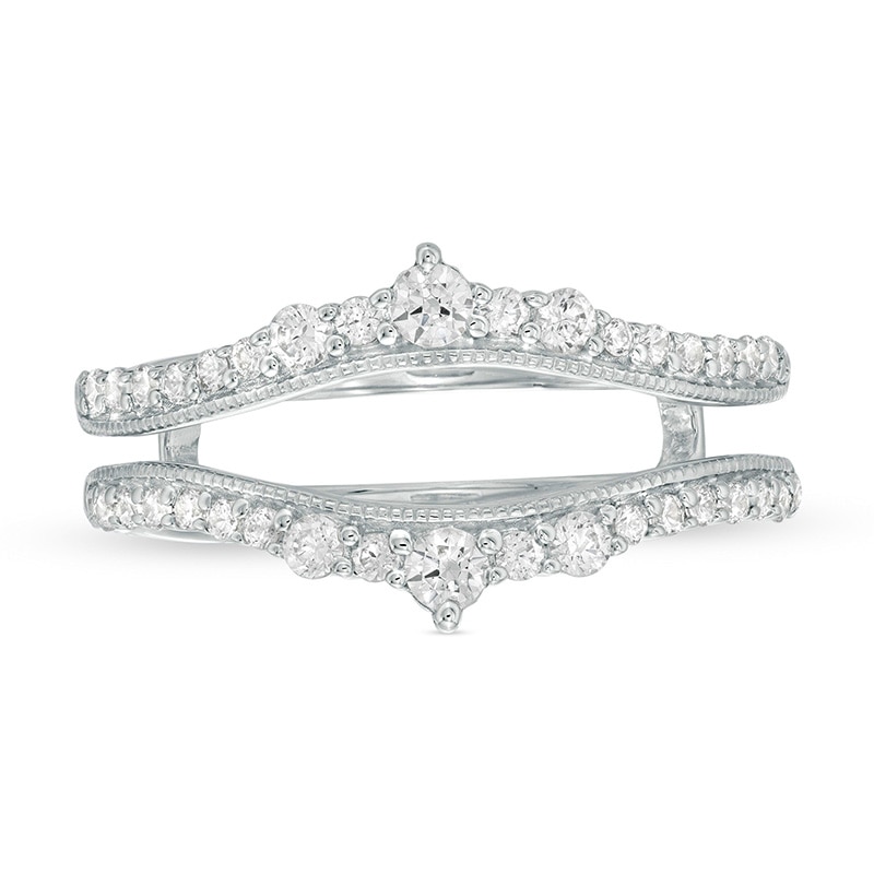Previously Owned - 1/2 CT. T.W. Diamond Crown Vintage-Style Solitaire Enhancer in 10K White Gold