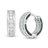 Previously Owned - Vera Wang Men 5/8 CT. T.W. Diamond Huggie Hoop Earrings in Sterling Silver and Black Rhodium