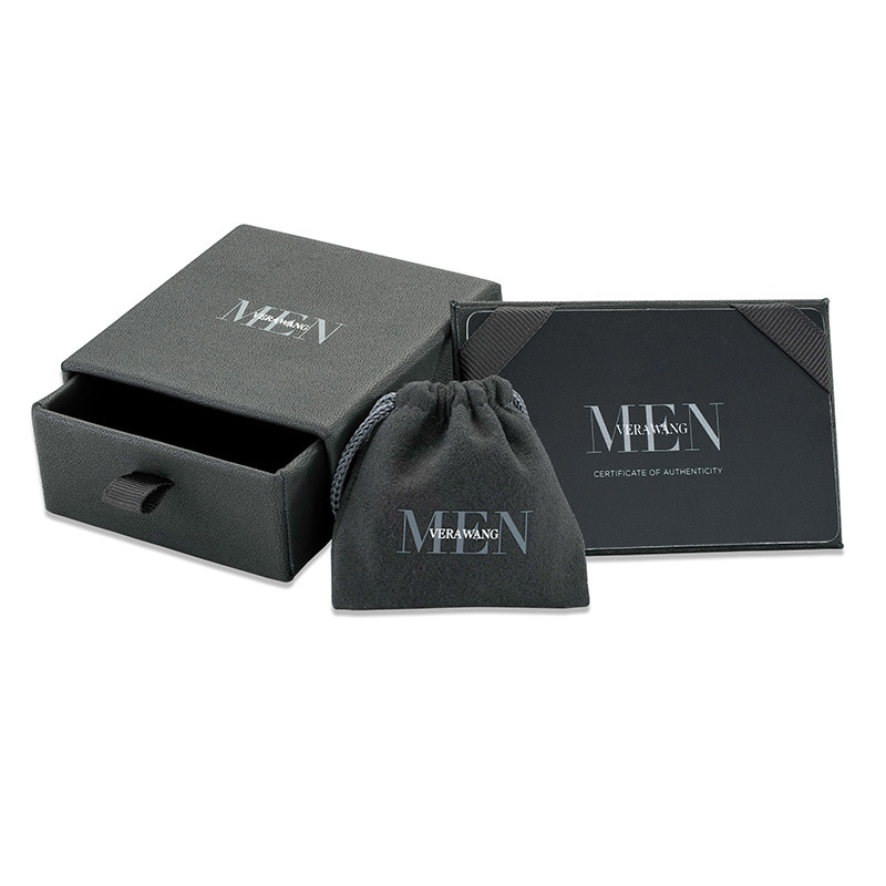 Previously Owned - Vera Wang Men 5/8 CT. T.W. Diamond Huggie Hoop Earrings in Sterling Silver and Black Rhodium